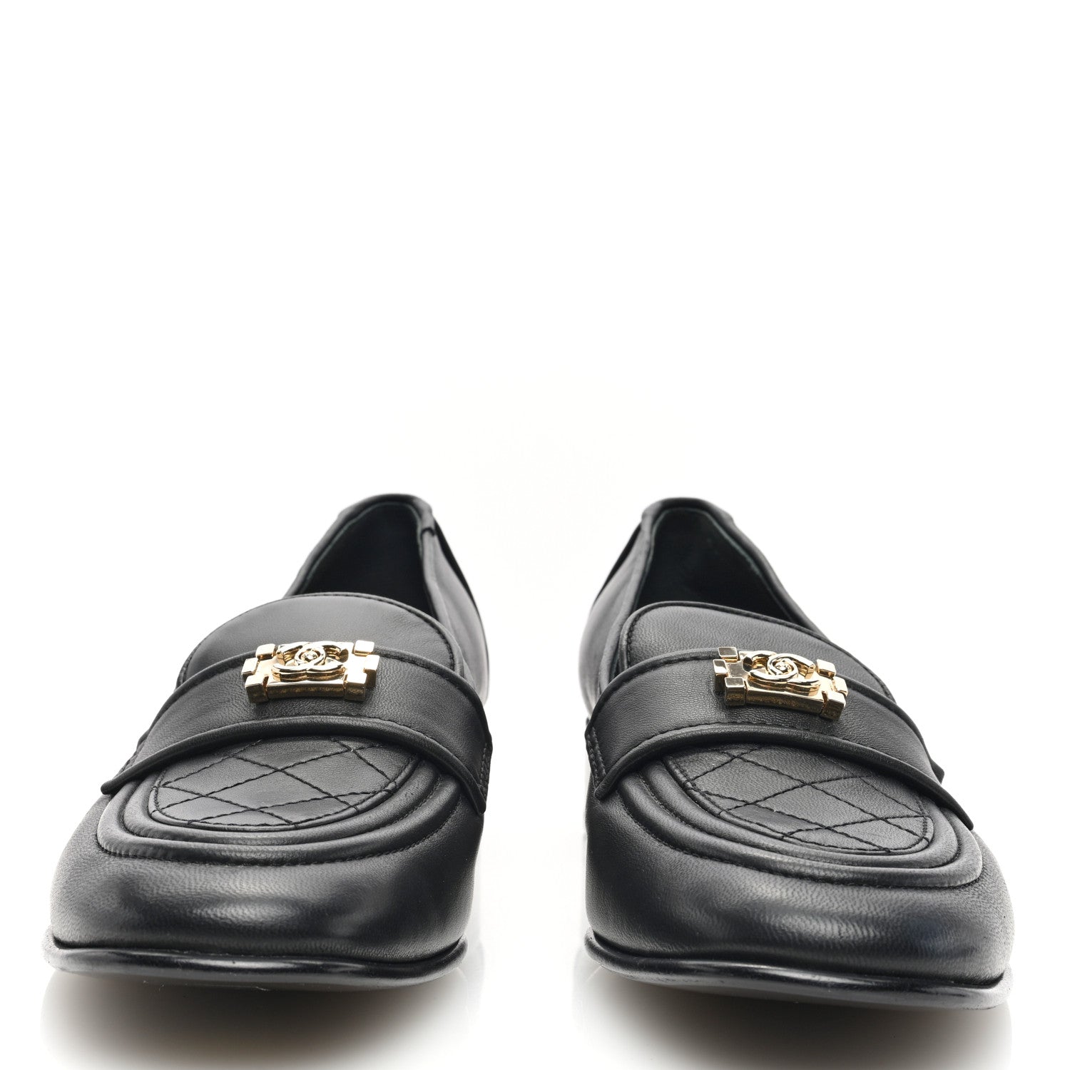 Chanel Lambskin Quilted Boy Loafers 39.5 Black 2 of 7