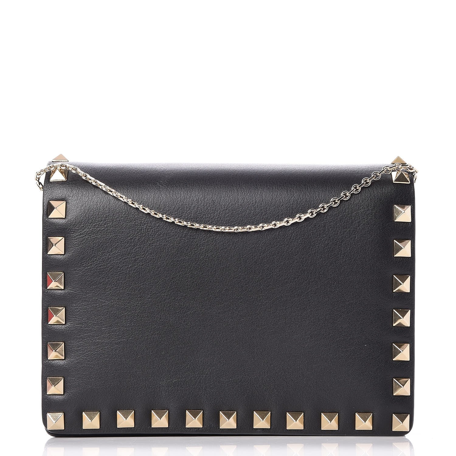 Valentino Garavani Calfskin Rockstud Wallet on Chain Black 1 of 7