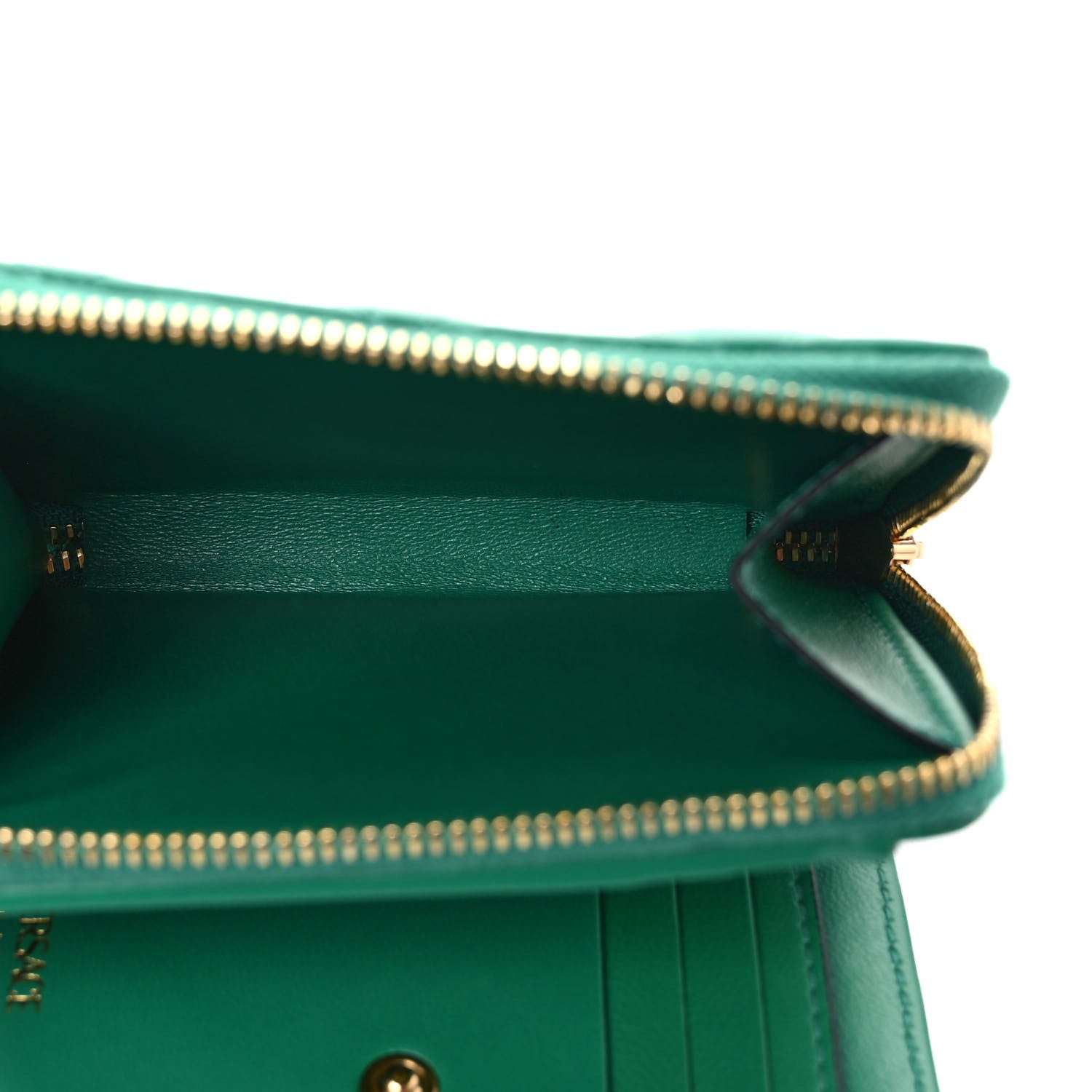 Versace Nappa Quilted Medusa Compact Zip Around Wallet Green 5 of 8