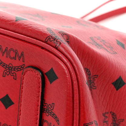 MCM Visetos Medium Liz Reversible Shopper Tote Ruby Red 29 of 31