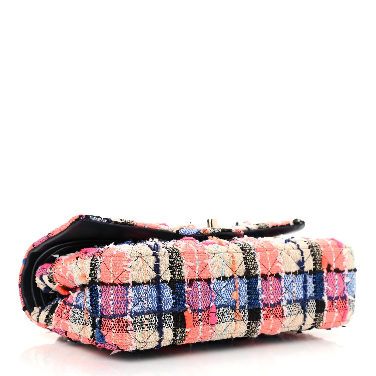 Tweed Quilted Medium Double Flap Blue Orange Yellow