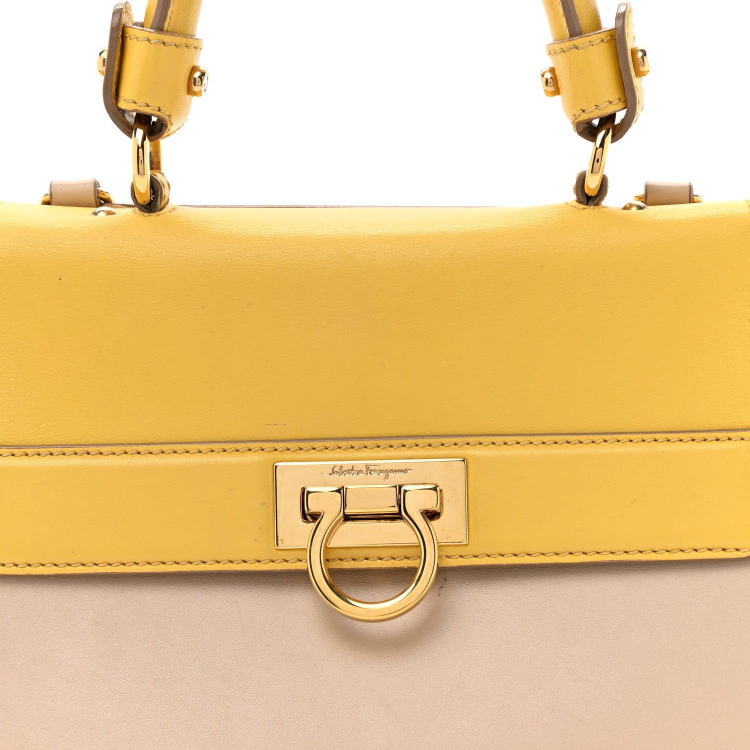 Salvatore Ferragamo Calfskin Sofia Shoulder Bag Beige Multicolor 8 of 15