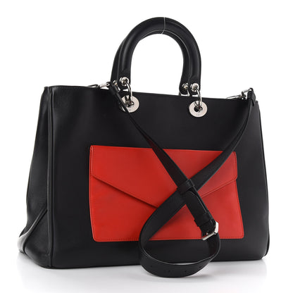 Christian Dior Smooth Calfskin Tri-Color Diorissimo Pocket Tote Black Blue Red 4 of 14
