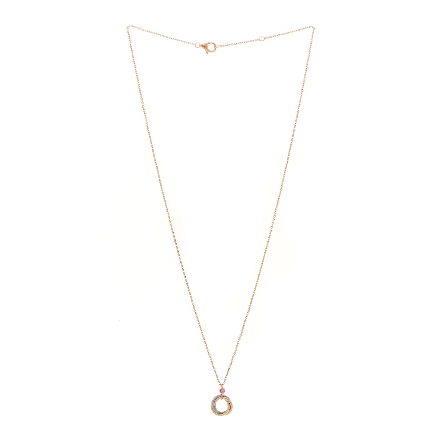Cartier 18K Pink Yellow White Gold Pink Spinel Trinity Pendant Necklace 3 of 4
