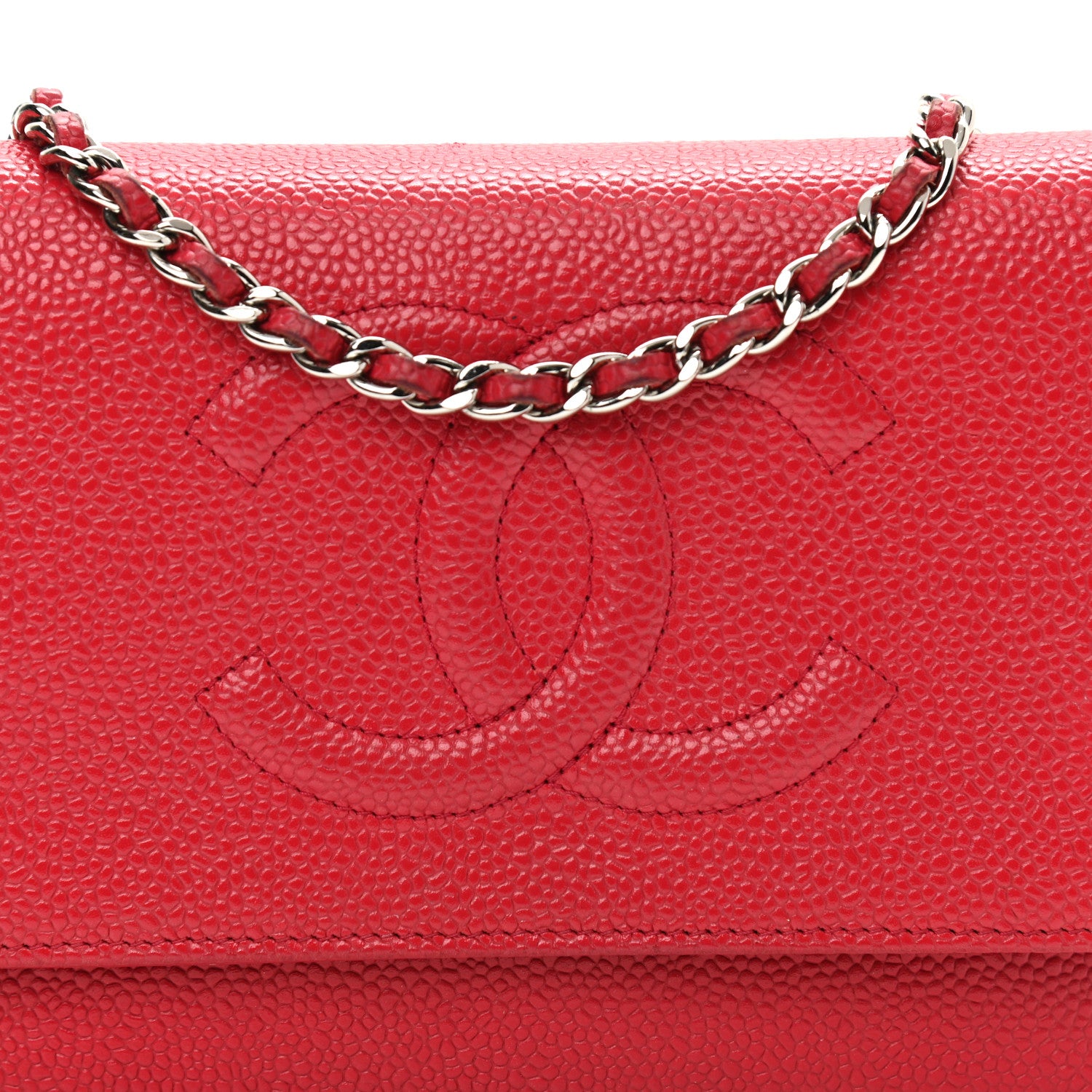 Chanel Caviar Timeless CC Wallet On Chain WOC Dark Pink 8 of 11