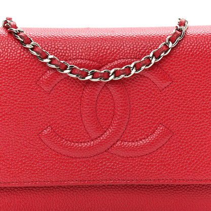 Chanel Caviar Timeless CC Wallet On Chain WOC Dark Pink 8 of 11