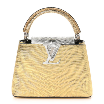Louis Vuitton Metallic Lizard Capucines Mini Silver Gold 1 of 9