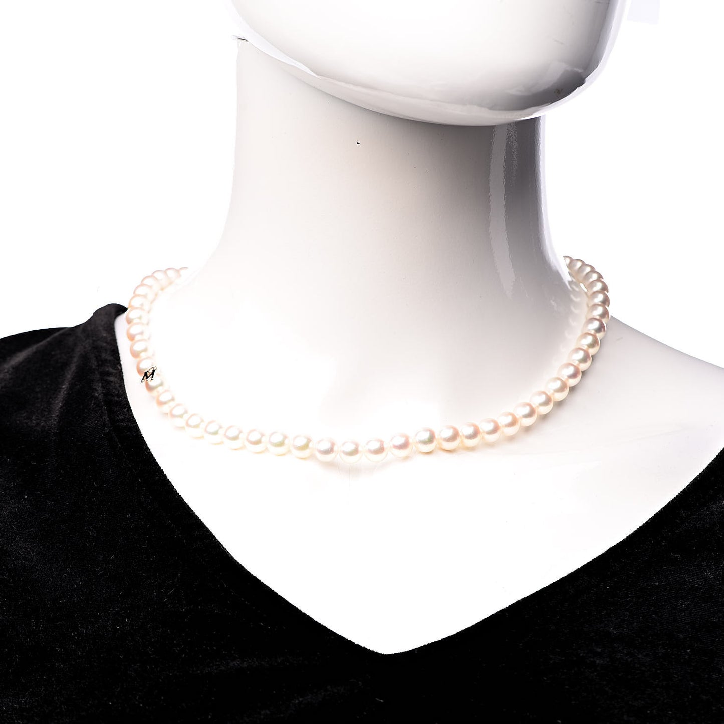Sterling Silver Akoya Pearl 7-7.5mm Strand Necklace 16.5"