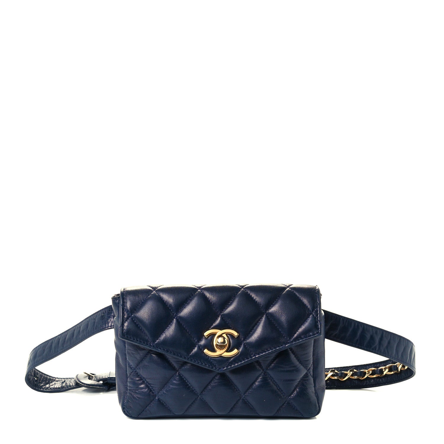 Chanel Lambskin Quilted Flap Waist Belt Bag Navy 1 of 11