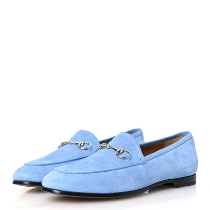 Gucci Suede Horsebit Womens Jordaan Loafers  38.5 Glacial Blue 4 of 16
