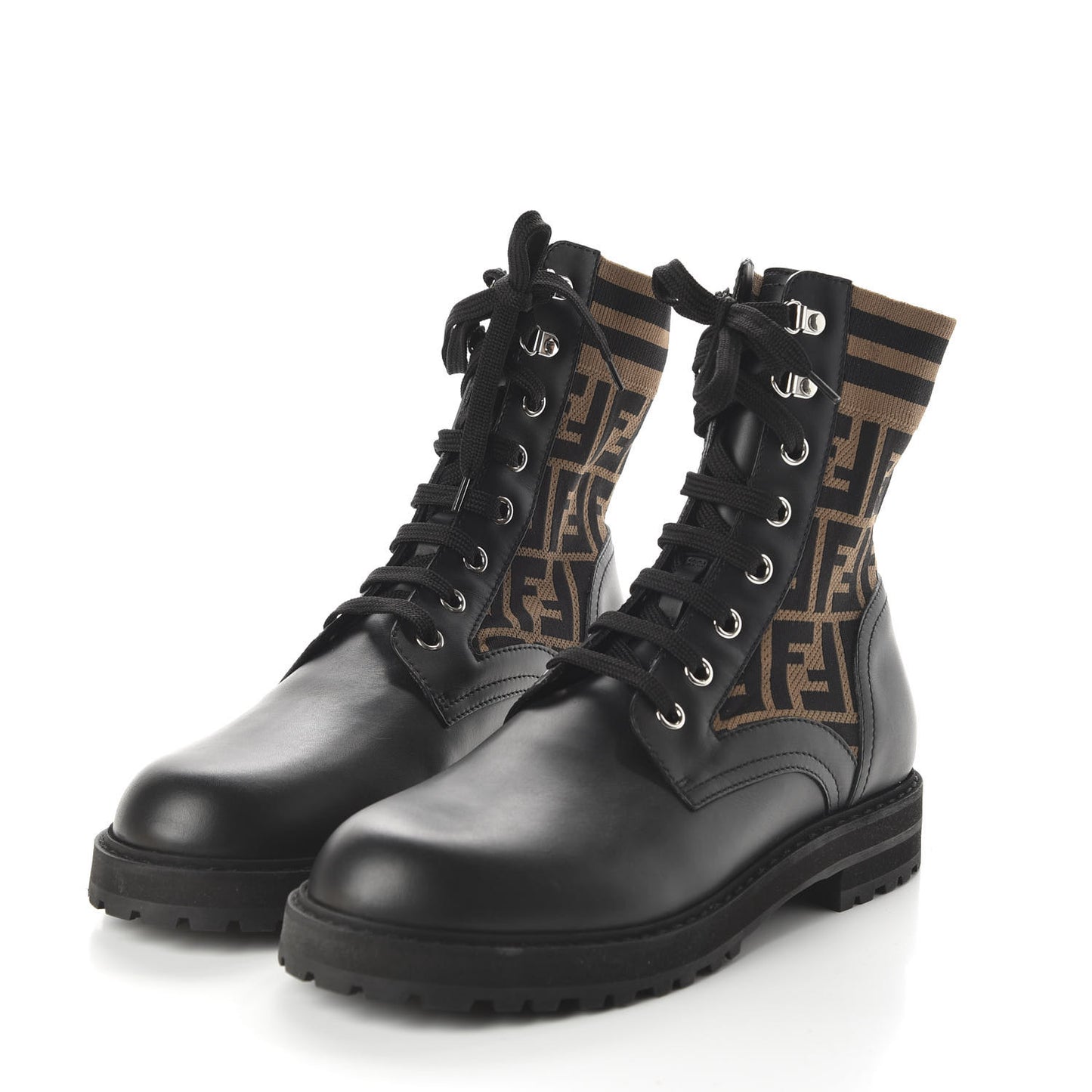 Vitello Jersey Fabric FF Mens Biker Boots 9 Black Tobacco