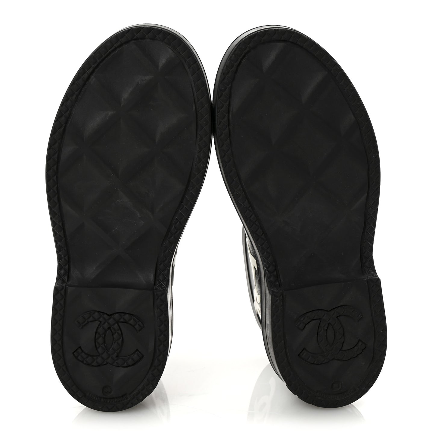 Rubber CC Print Boots 39 Black