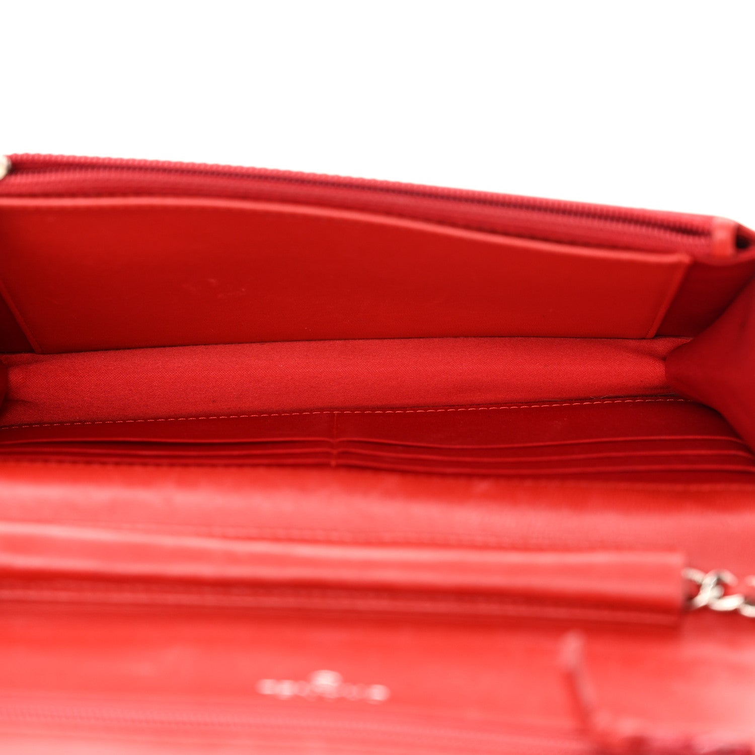 Chanel Lambskin Camellia Embossed Wallet on Chain WOC Red 5 of 20