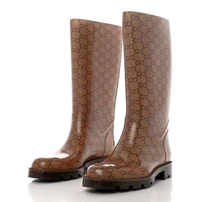 Gucci Rubber Monogram Edinburg Rain Boots 39 Transparent Cocoa 3 of 9