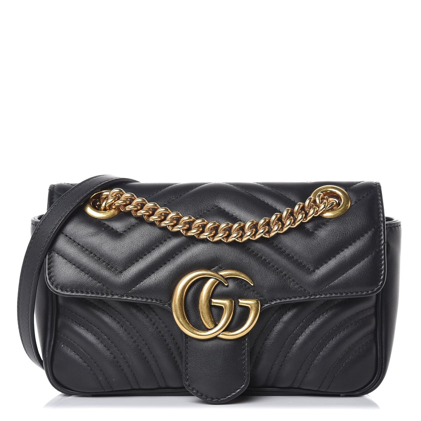 Calfskin Matelasse Mini GG Marmont Shoulder Bag Black