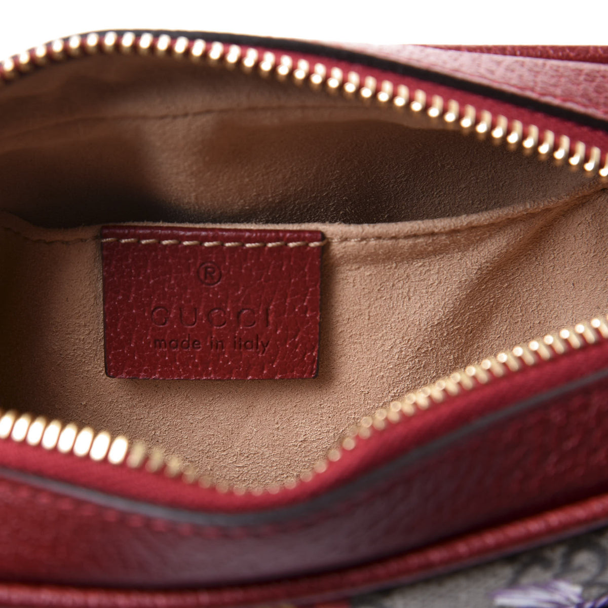 GG Supreme Monogram Flora Web Mini Ophidia Shoulder Bag Red