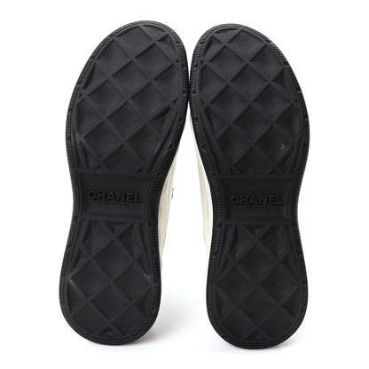 Chanel Velvet Calfskin Mixed Fibers CC Sneakers 40.5 Ivory Black 6 of 10