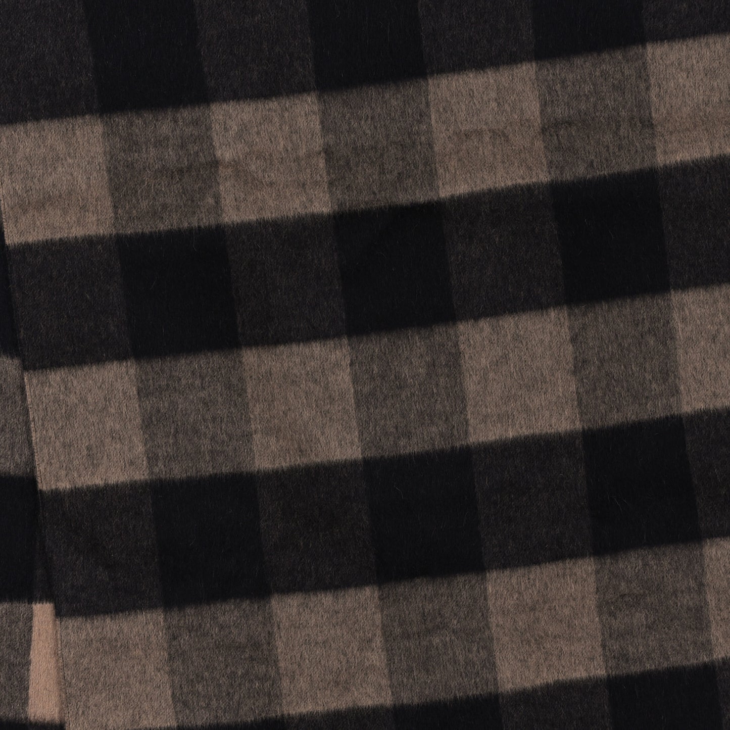 Wool Plaid Fringe Scarf Beige Navy