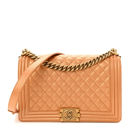 Chanel Metallic Calfskin Quilted New Medium Boy Flap Dark Gold 2 of 19