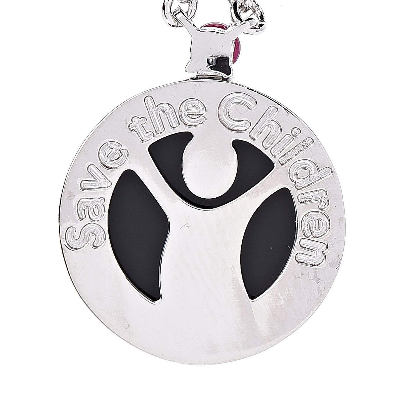 Sterling Silver Black Onyx Ruby Save The Children Anniversary Pendant Necklace