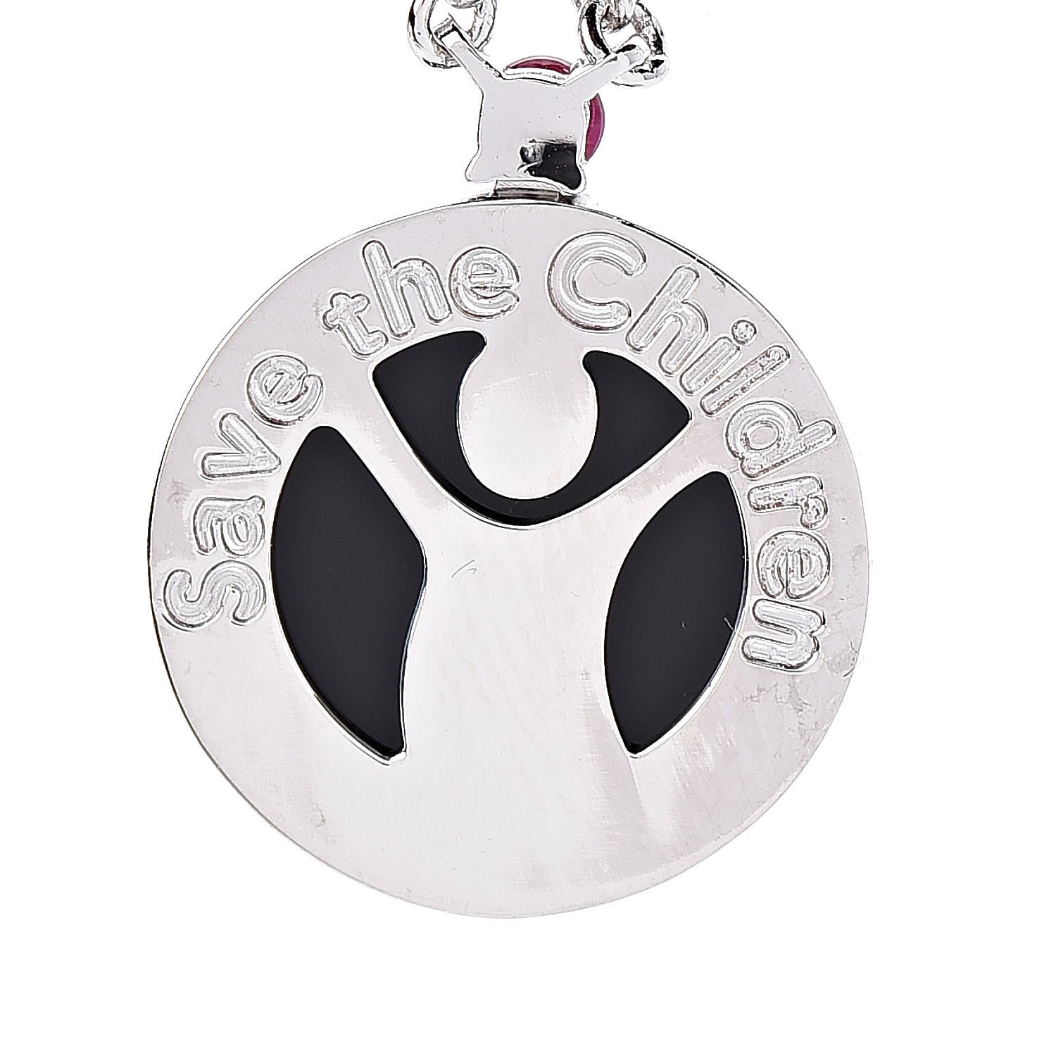 Bulgari Sterling Silver Black Onyx Ruby Save The Children Anniversary Pendant Necklace 5 of 5