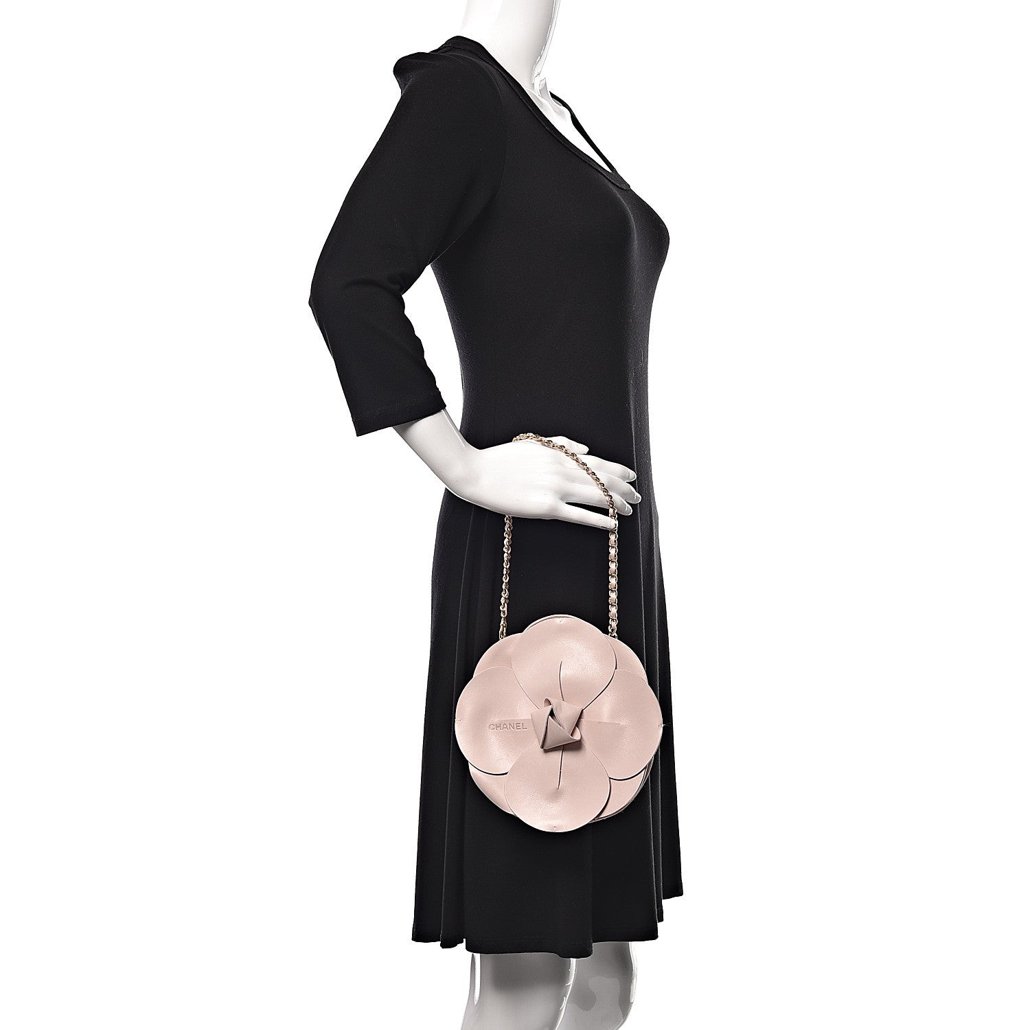 Chanel Lambskin Satin Camellia Clutch Light Pink 2 of 14