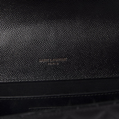 Saint Laurent Grain De Poudre Textured Mixed Matelasse Triquilt Medium Monogram Satchel Black 4 of 7