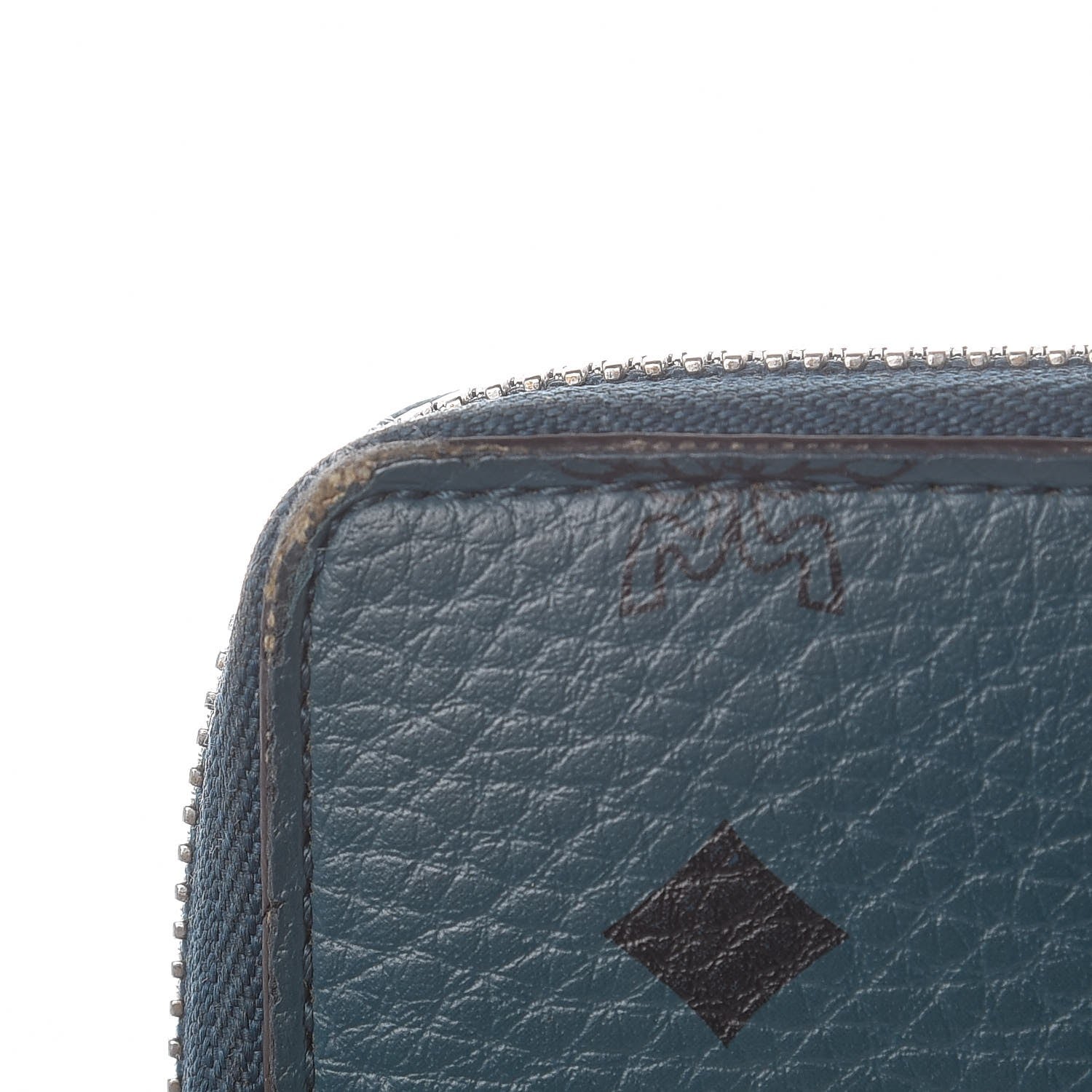 MCM Heritage Visetos Large Zip Around Wallet Blue 9 of 12
