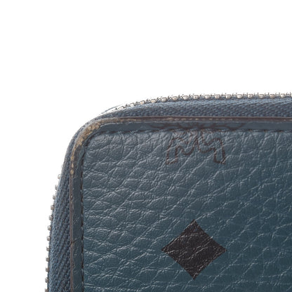 MCM Heritage Visetos Large Zip Around Wallet Blue 9 of 12