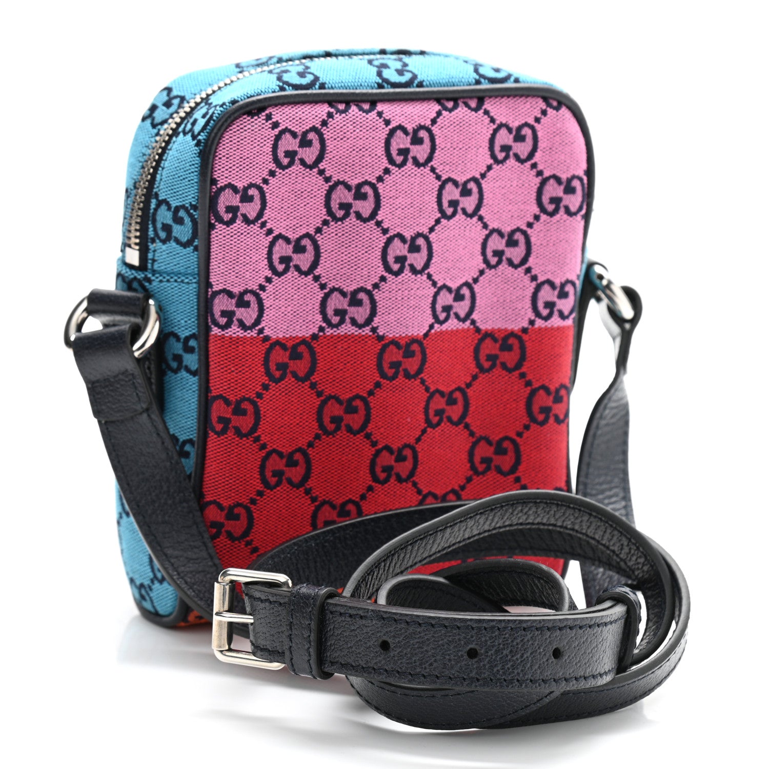 Gucci Monogram Multicolor Mini Retro Interlocking G Messenger Blue Rainbow Light Blue 4 of 19