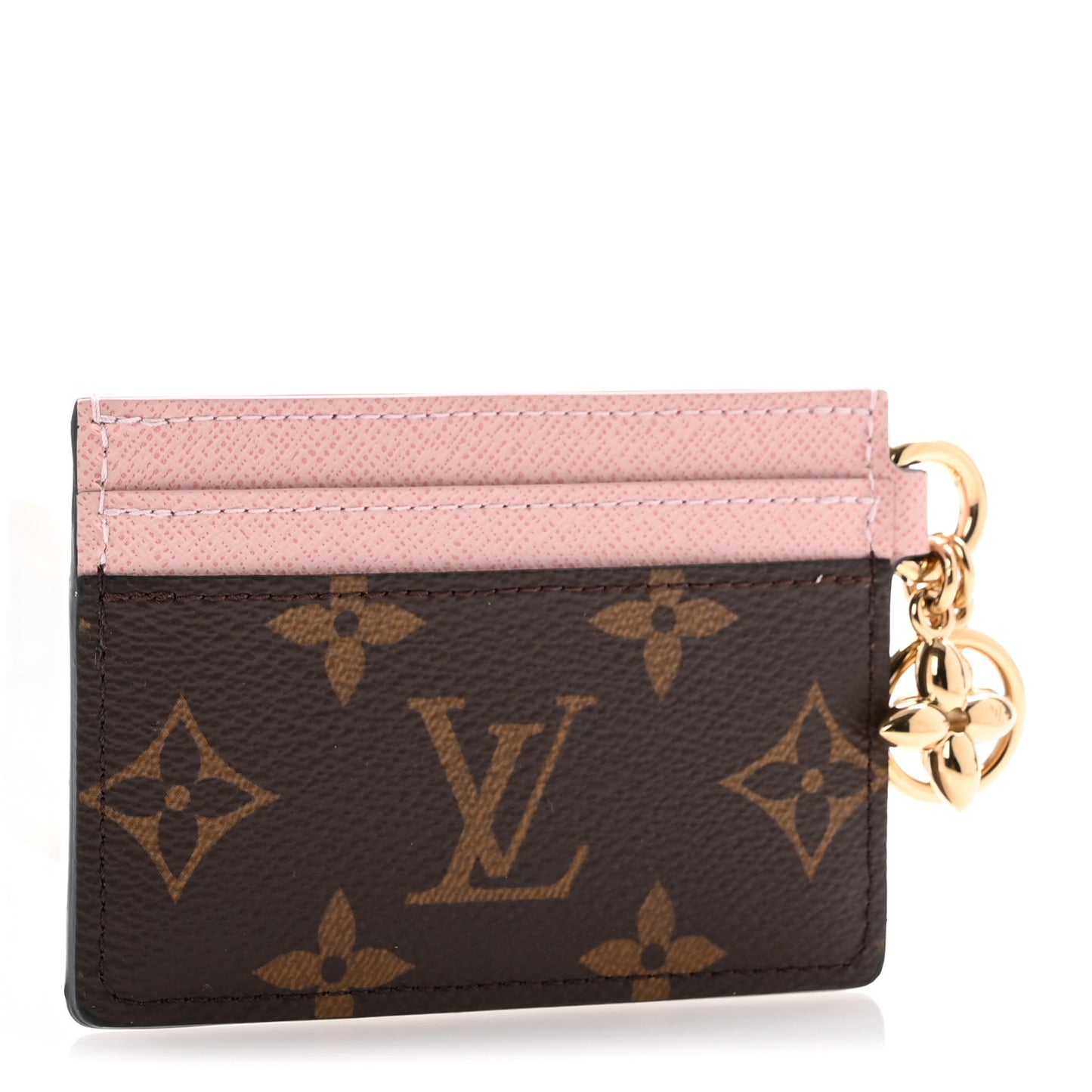 Monogram LV Charms Card Holder Rose Ballerine