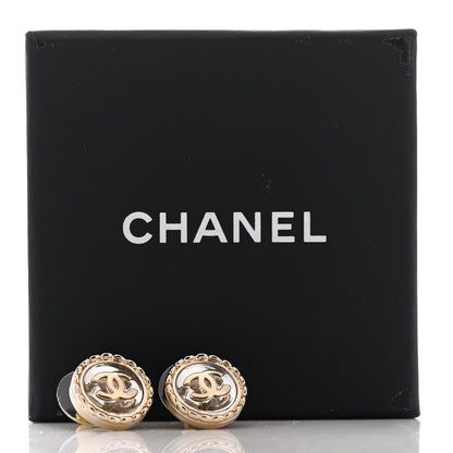 Chanel Round CC Stud Earrings Gold Silver 5 of 5