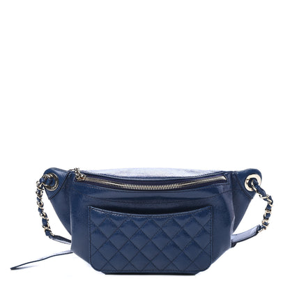 Chanel Crumpled Lambskin Quilted Waist Bag Fanny Pack Navy 1 of 4
