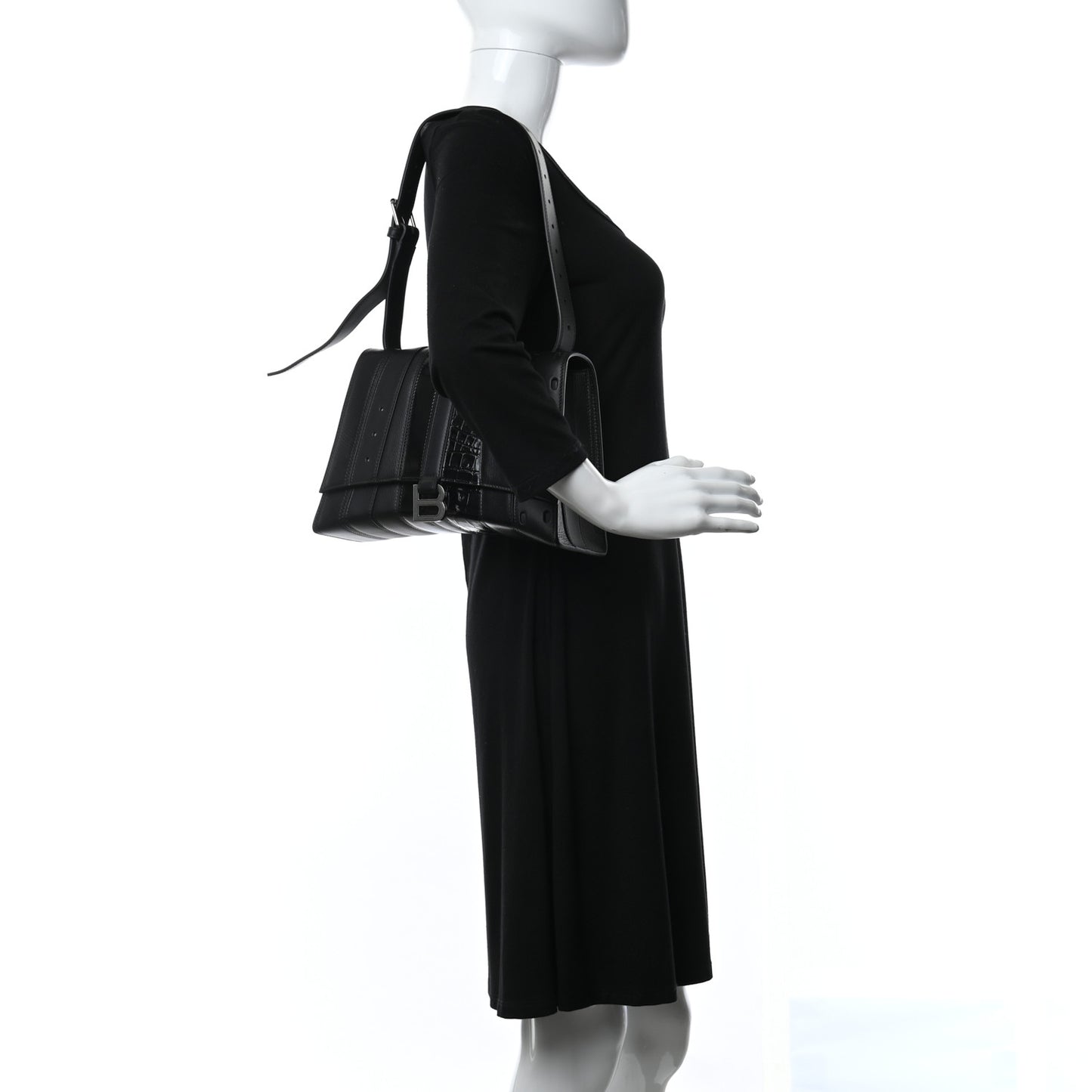 Multibelt Hourglass Top Handle Bag Black