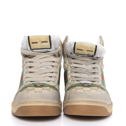 Gucci GG Monogram Nubuck Web Mens Screener High Top Sneakers 8.5 New Sand Dusty Milk Vintage Green 2 of 9