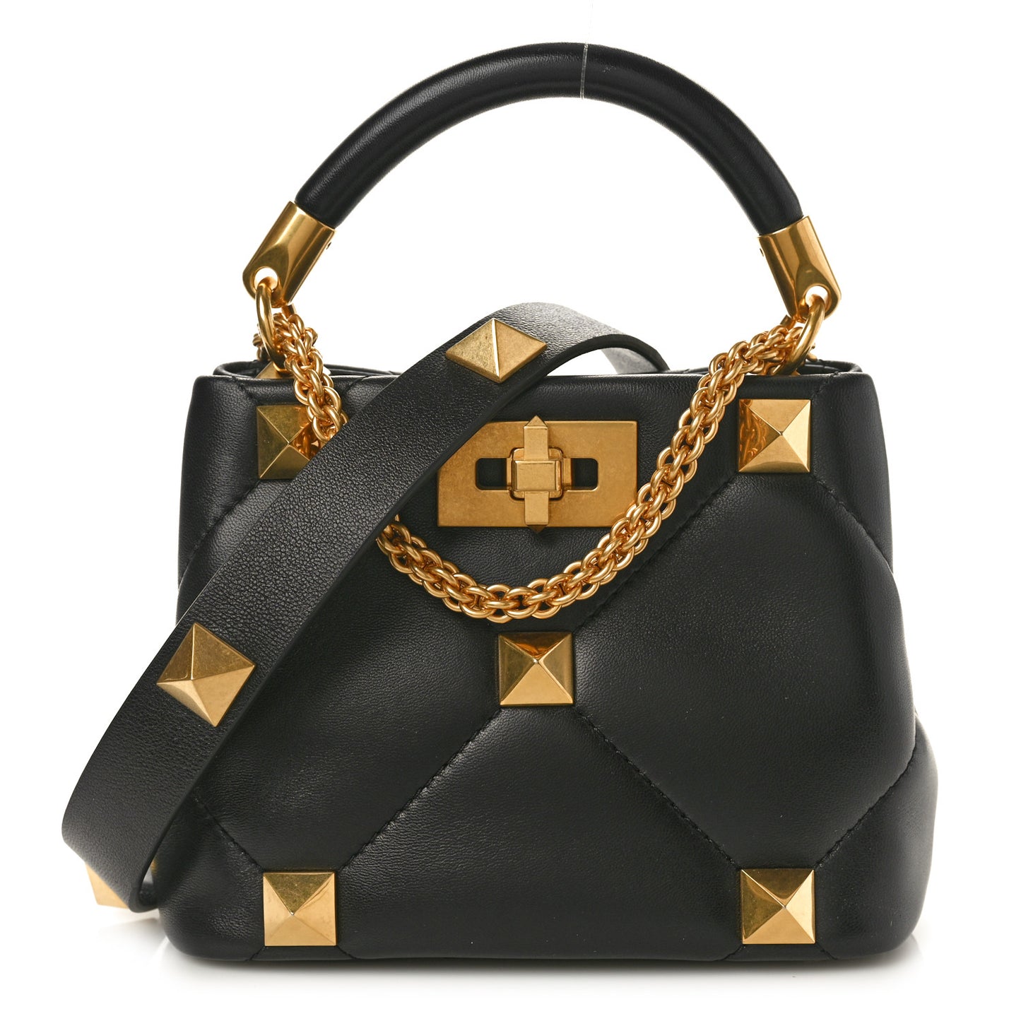 Nappa Mini Roman Stud The Handle Bag Black