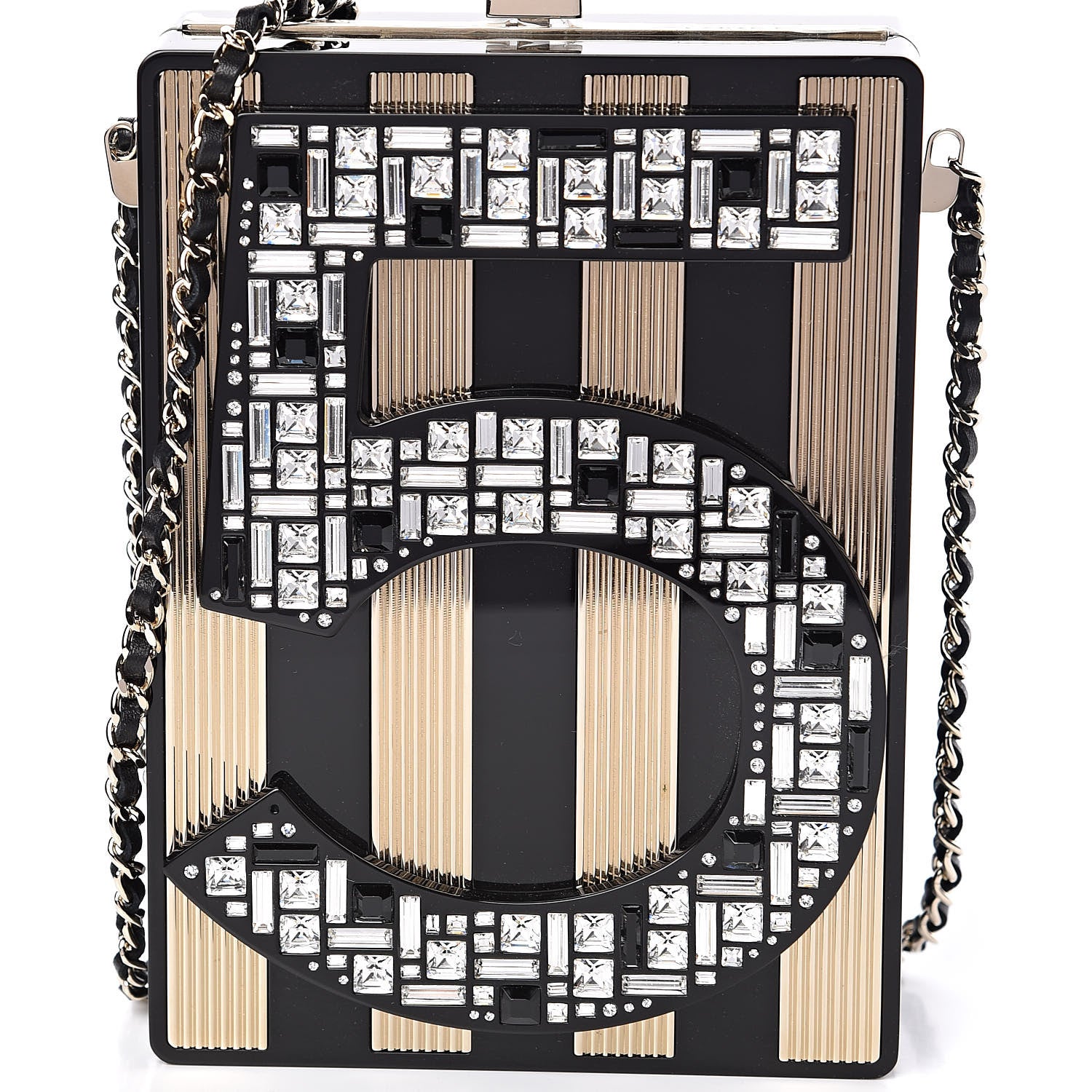 Chanel Plexiglass Strass N°5 Minaudiere Black Gold 10 of 10