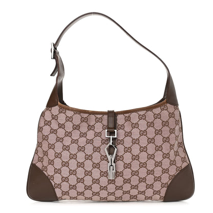 Gucci Monogram Lobster Clasp Jackie O Hobo Brown 1 of 12