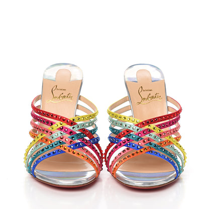 Christian Louboutin Specchio Calfskin Crystal Marthastrass 100 Slide Sandals 37 Silver Multicolor 2 of 9