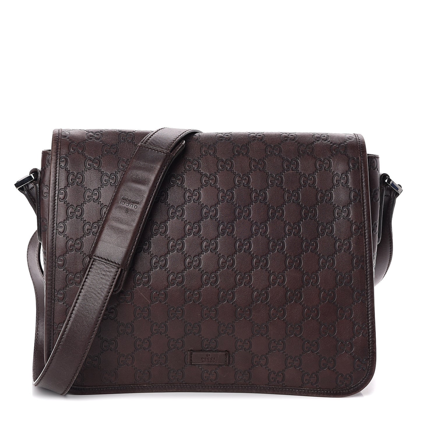 Guccissima Flap Messenger Bag Dark Brown