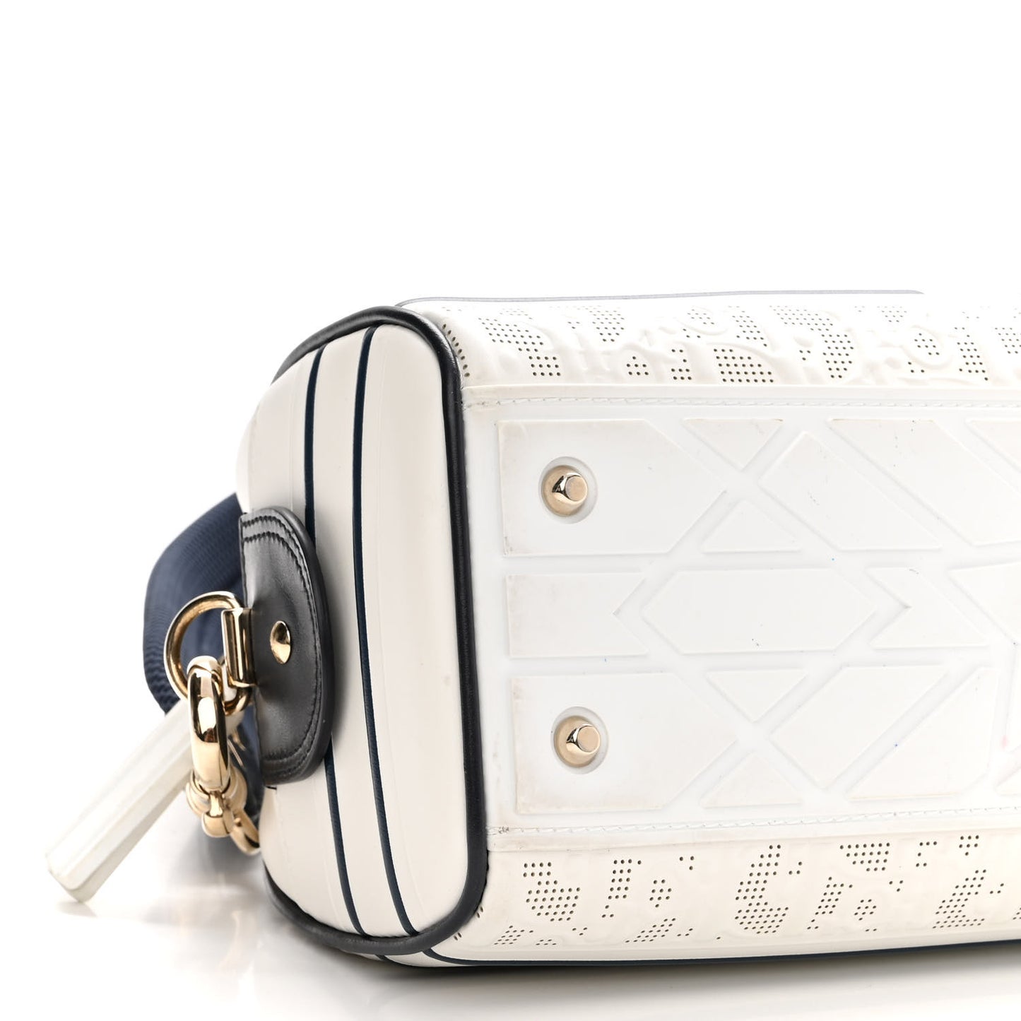 Perforated Calfskin Medium Dior Vibe Classic Bowling Bag White