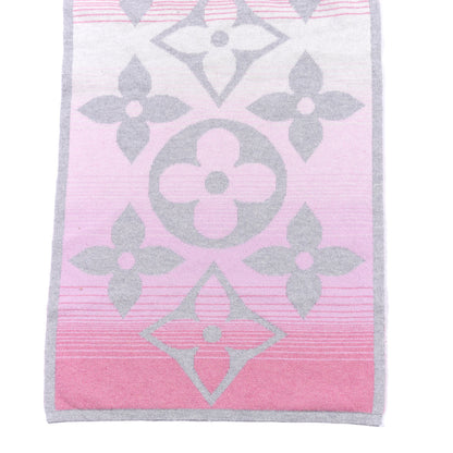 Louis Vuitton Wool Cashmere Monogram Ombre Scarf Pink Grey 2 of 4