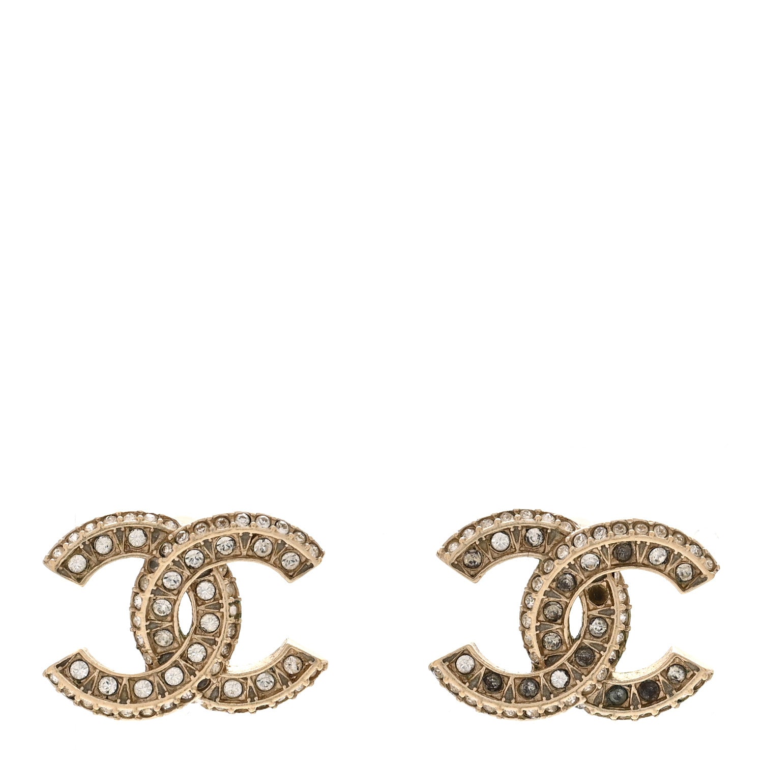 Chanel Crystal Timeless CC Earrings Light Gold 1 of 5
