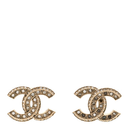 Chanel Crystal Timeless CC Earrings Light Gold 1 of 5