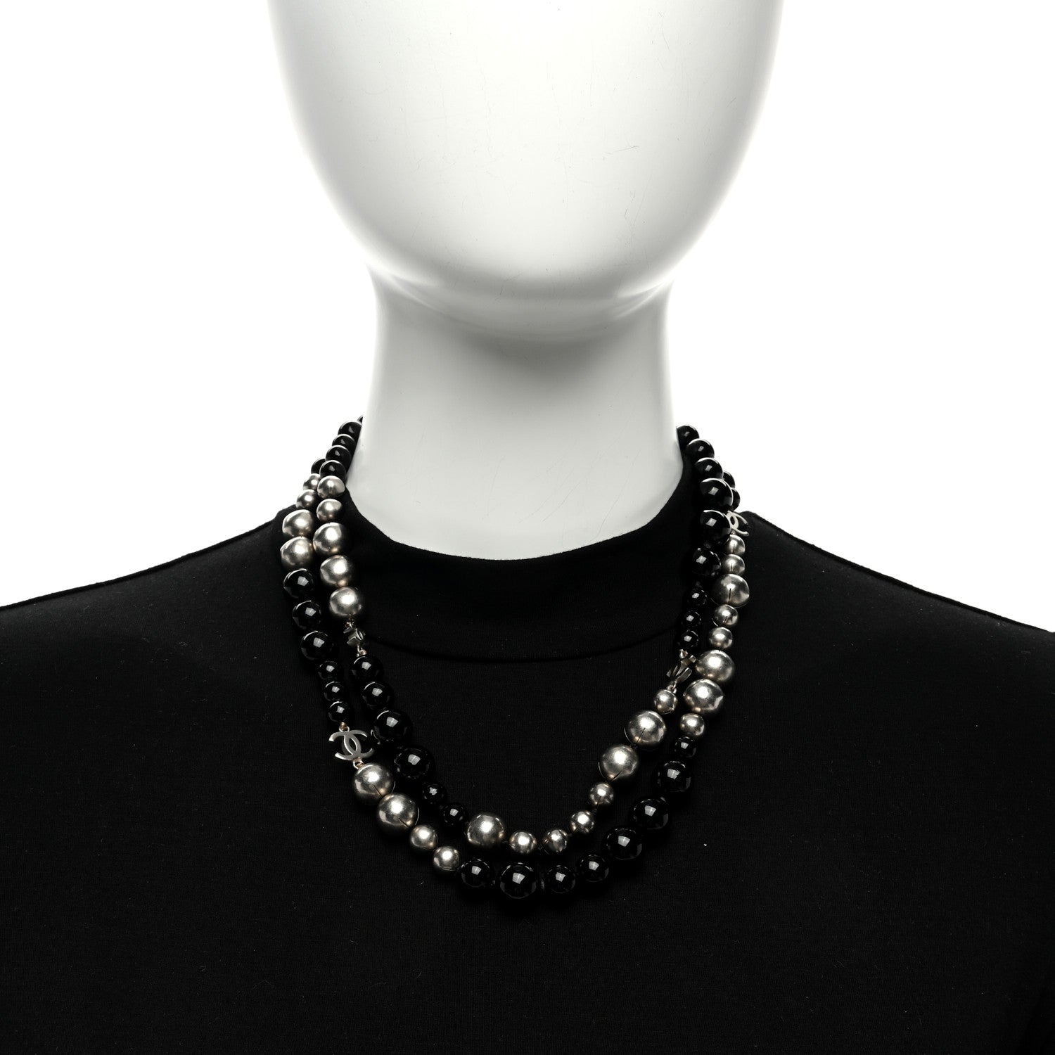 Chanel Ruthenium Pearl Beaded CC Long Necklace Black 2 of 4