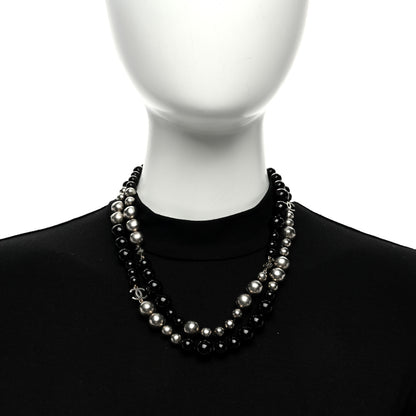 Chanel Ruthenium Pearl Beaded CC Long Necklace Black 2 of 4