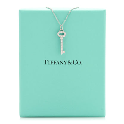 Tiffany Platinum Diamond Mini Vintage Oval Key Pendant Necklace 7 of 7