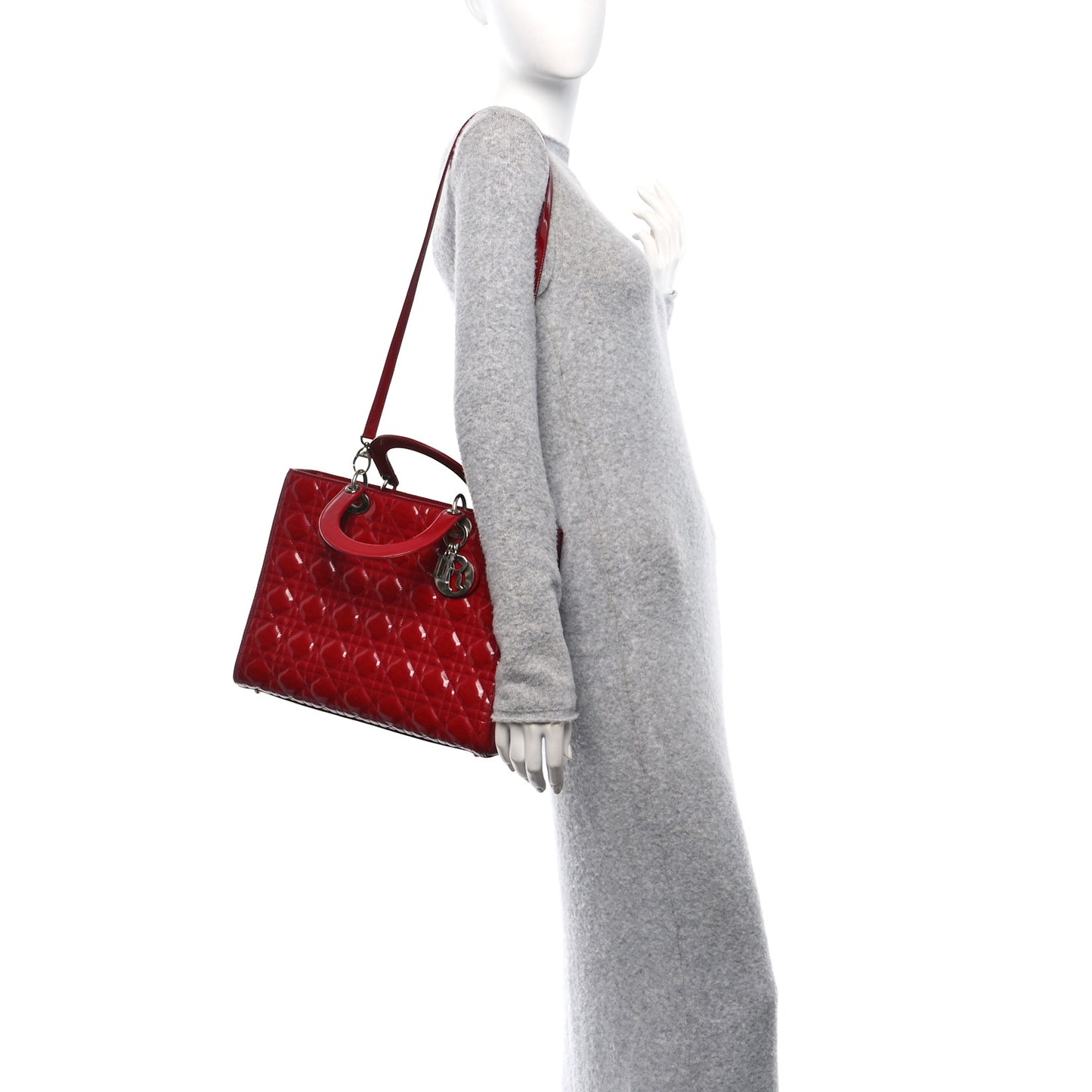 Patent Cannage Large Lady Dior Fuchsia