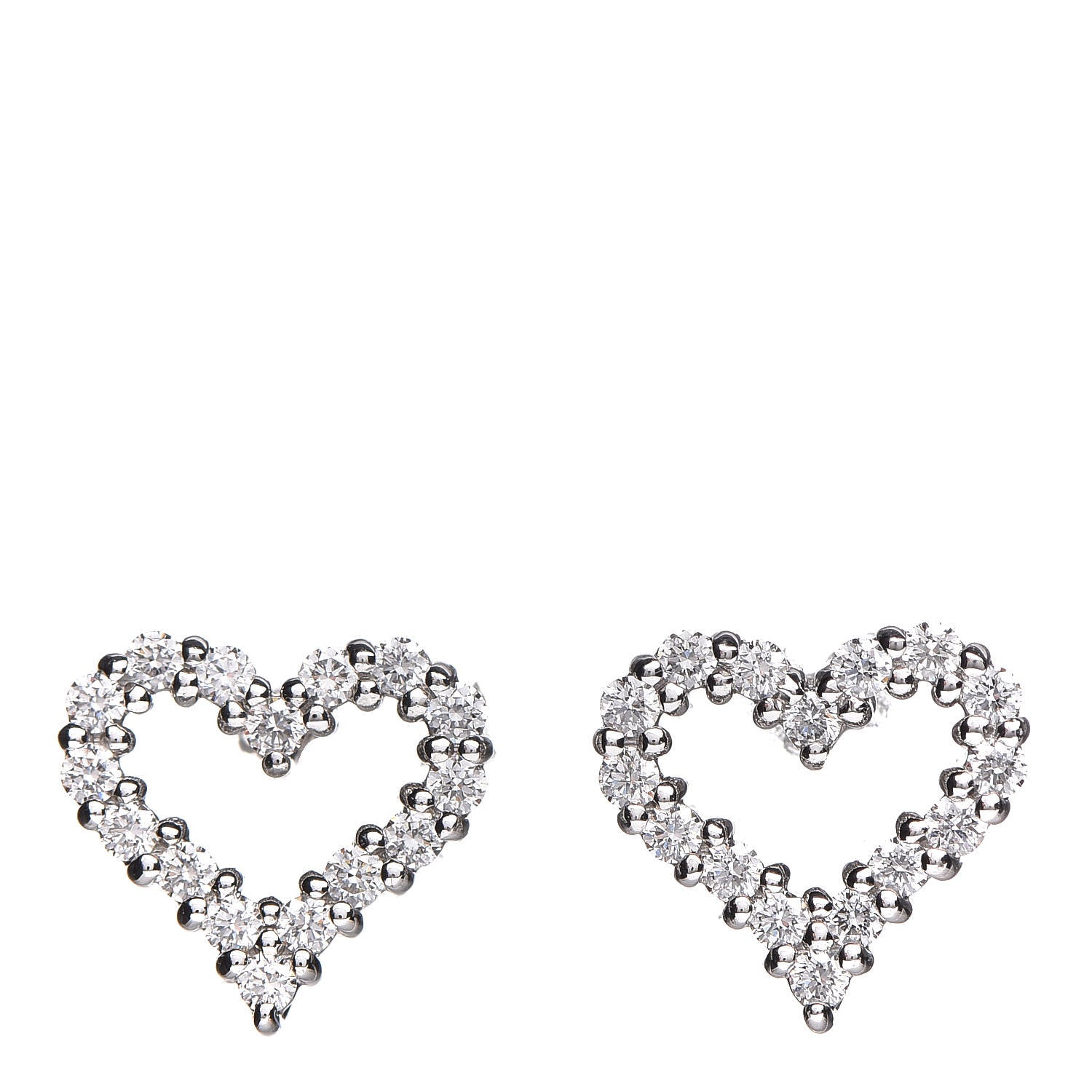 Tiffany Platinum Diamond Extra Mini Heart Earrings 1 of 5