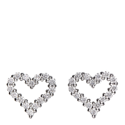 Tiffany Platinum Diamond Extra Mini Heart Earrings 1 of 5
